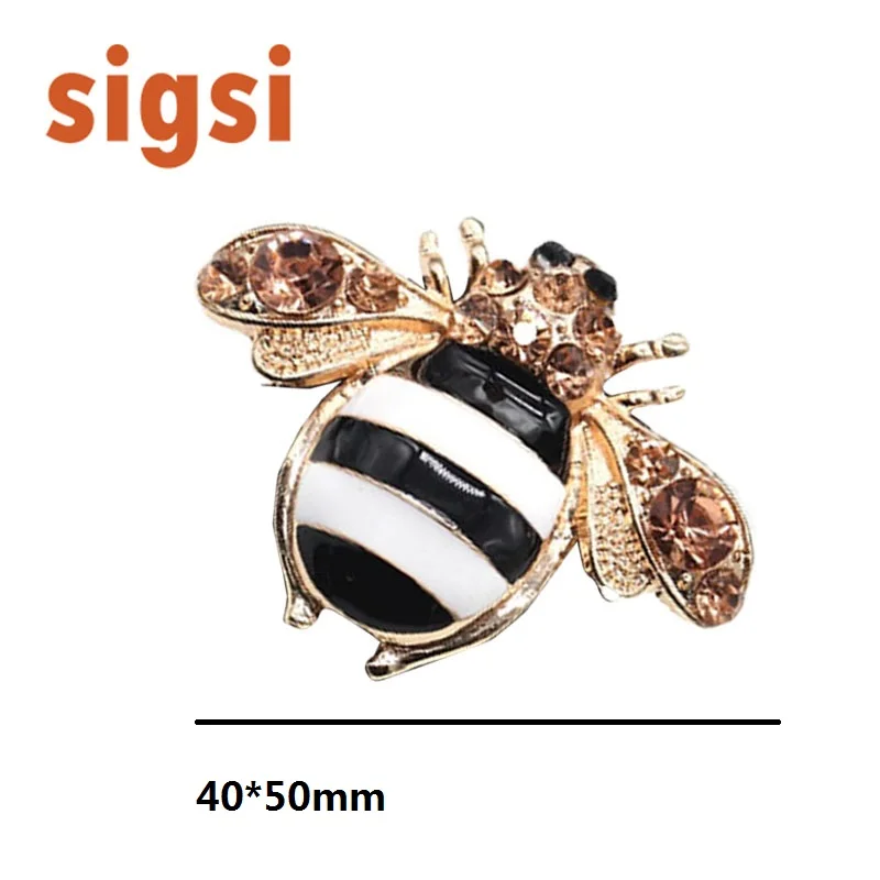 

100pcs 40mm Fancy jewelry gold tone enamel rhinestone crystal cute honeybee/bee brooch pin/broach for party/gift