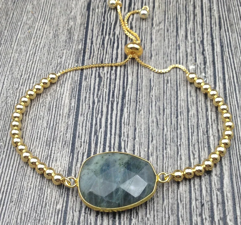 

YA2799 Labradorite Gold Beads Adjustable Bracelet