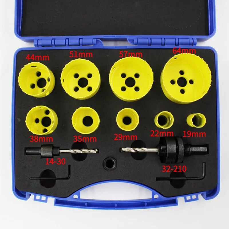 

13 Pcs Hole Saw Cutter Kit Bi-Metal Hole Saw Blades Drill Arbor for Metal Wood Holes Cutting JDH99
