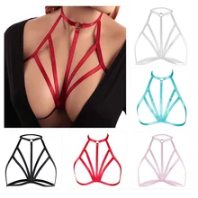 Розовый портупея с ремнями бюстгальтер Для женщин выдалбливают нагрудным ремнем пикантные портупея нижнее белье в готическом стиле панк большие Размеры ночные клубы вечерние Косплэй рейв