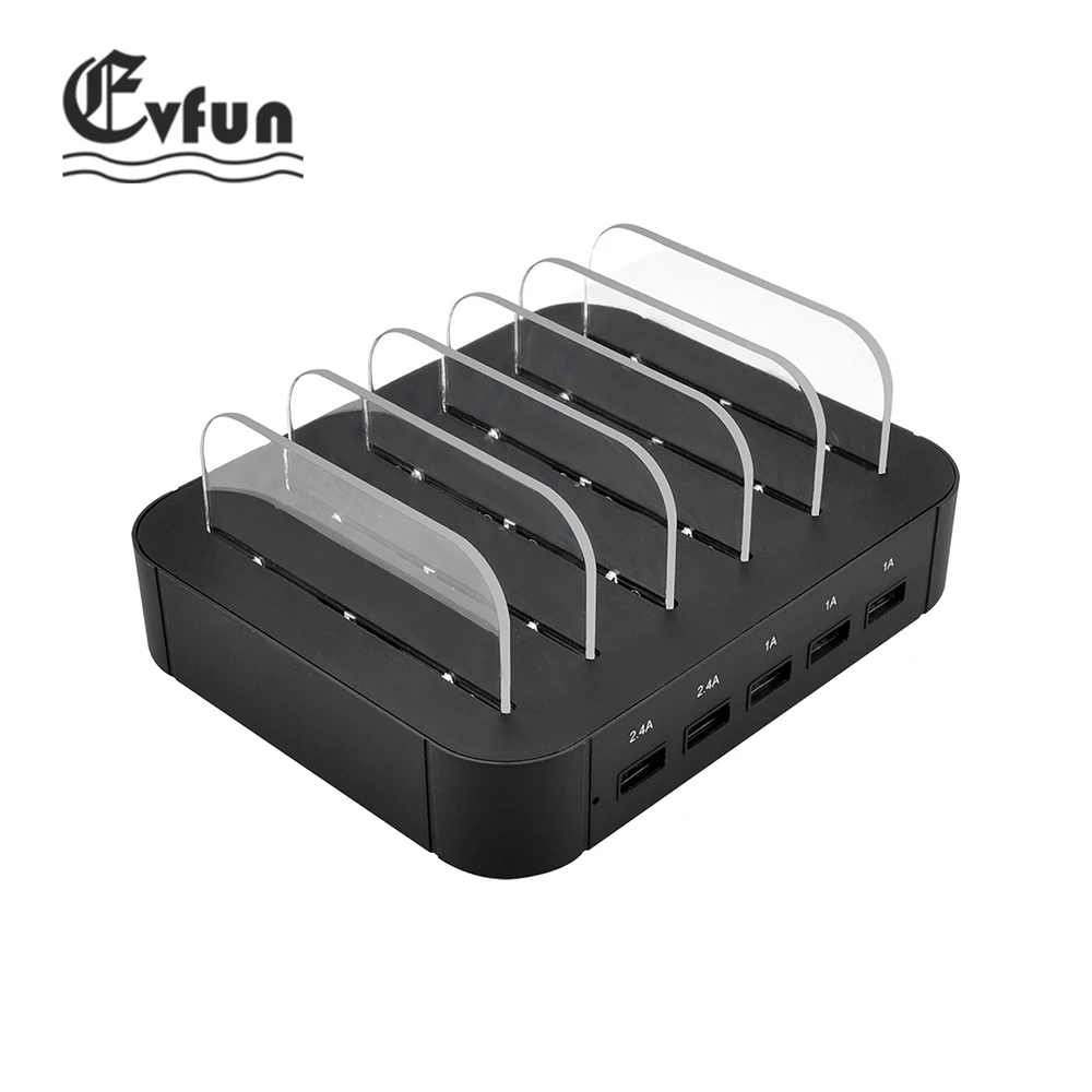 

USB Charging Station Dock With Stand Holder 5 Ports 2.4A Multi Function USB Charger For Mobile Phone Tablet PC US UK EU Version