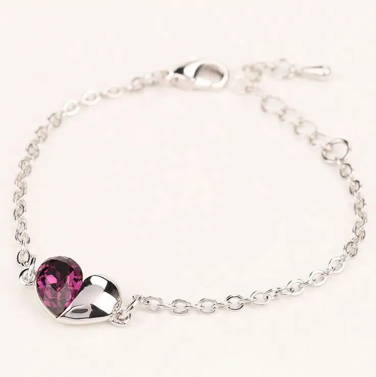 Романтические модные брендовые Кристальные браслеты в форме сердца для женщин, классические браслеты на цепочке, высокое качество, свадебные ювелирные изделия