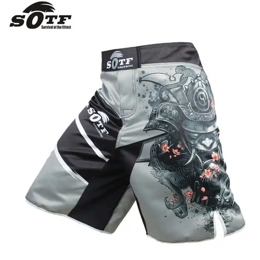 Pantalones cortos para artes marciales color gris estampado de camuflaje
