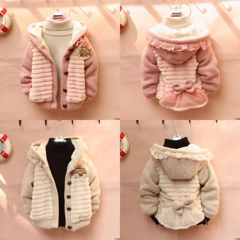 US Kids Toddler Baby Girl Long Sleeve Warm Sweaters Knitted Cardigan Outerwear