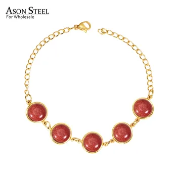 

ASONSTEEL Retro Bracelet Stainless Steel Bracelet Red/Blue/Green Marble Bracelet Gold/Silver-Color Fine Jewelry Gift