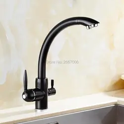 Gizero недавно черный бронзовый Двойные ручки поворотный кран питьевой воды очистки Кухня раковина фильтруют кран ZR2048