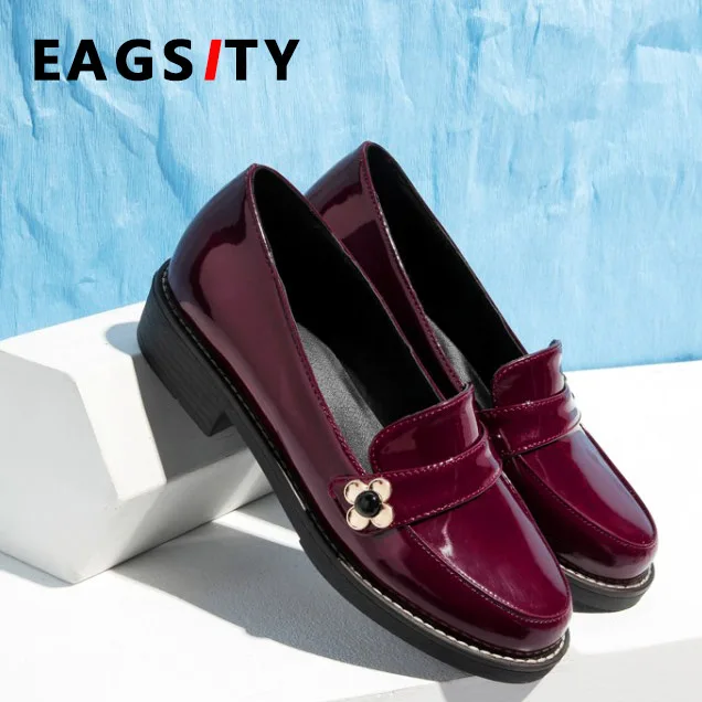 

EAGSITY Loafers for women flat shoes round toe slip on ladies party shoes comfortable work office career
