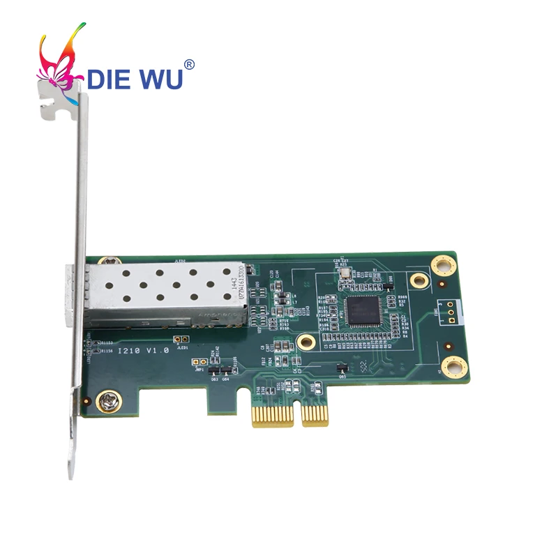Сетевой адаптер DIEWU PCIe SFP Gigabit fiber Network lan card 10/100/1000 Мбит/с INTEL I210 TXA026