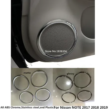 

For Nissan NOTE 2017 2018 2019 2020 Car Door Stick ABS Chrome Audio Speak Sound Cover Ring Circle Lamp Trim Moulding 4pcs/Set