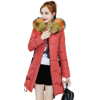 

Rlyaeiz Winter Jackets Women 2018 New Wadded Warm Jacket Women Multicolor Fur Collar Hooded Winter Parka Coat Long Overcoats