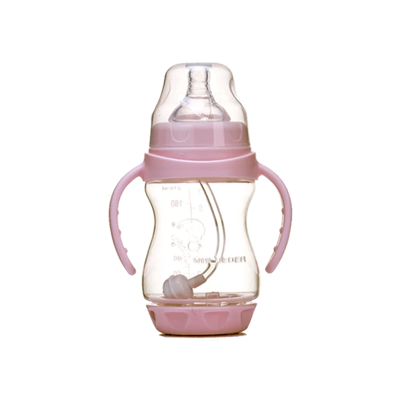 VALUEDER 2 шт PP бутылочки для кормления детей набор пластиковых BPA бесплатно анти-колик бутылочка для молока с соломинкой для кормления младенцев - Цвет: 210ml pink