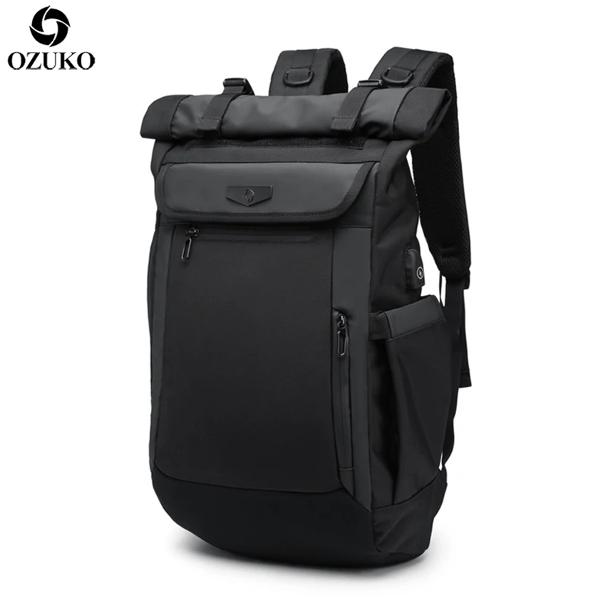 2019 OZUKO nueva multifunción hombres Mochila de carga USB portátil mochilas para Adolescente de moda Mochila de viaje impermeable Mochila