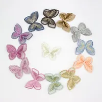 Buy 20PCS Double-Layer Embroidery Butterflies 3D Handmade Butterfly Patch Appliques For Jewlery Making Hair Accessories Online - Image 4