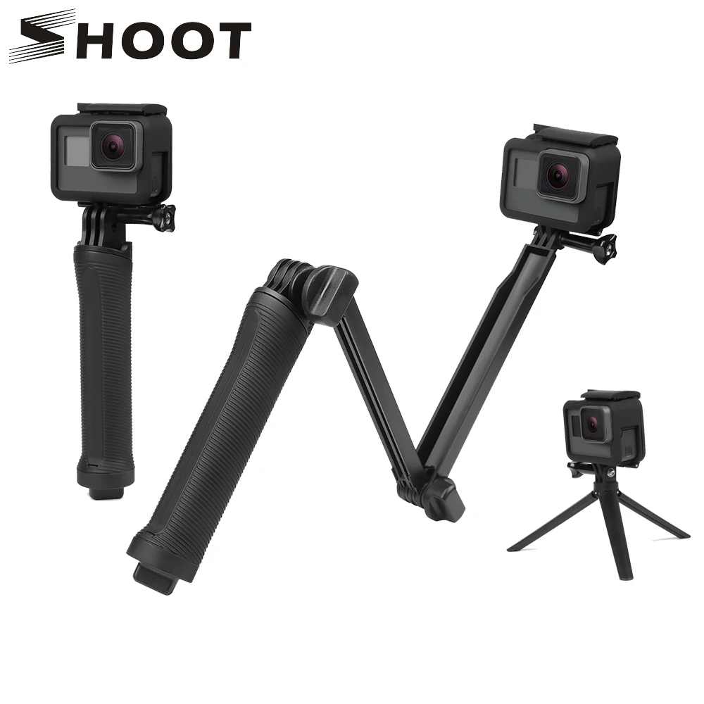 

SHOOT Waterproof 3 Way Grip Mount Selfie Stick For GoPro Hero 6 5 4 Session SJCAM Xiaomi Yi 4K Eken h9 Camera Monopod Tripod Kit
