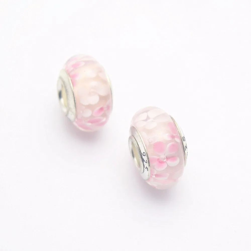 high quality 10 pcs Pink Murano Glass Beads Fit Original Pandora Silver Charm Bracelet Pendant DIY Jewelry Accessories js1516 | Украшения и