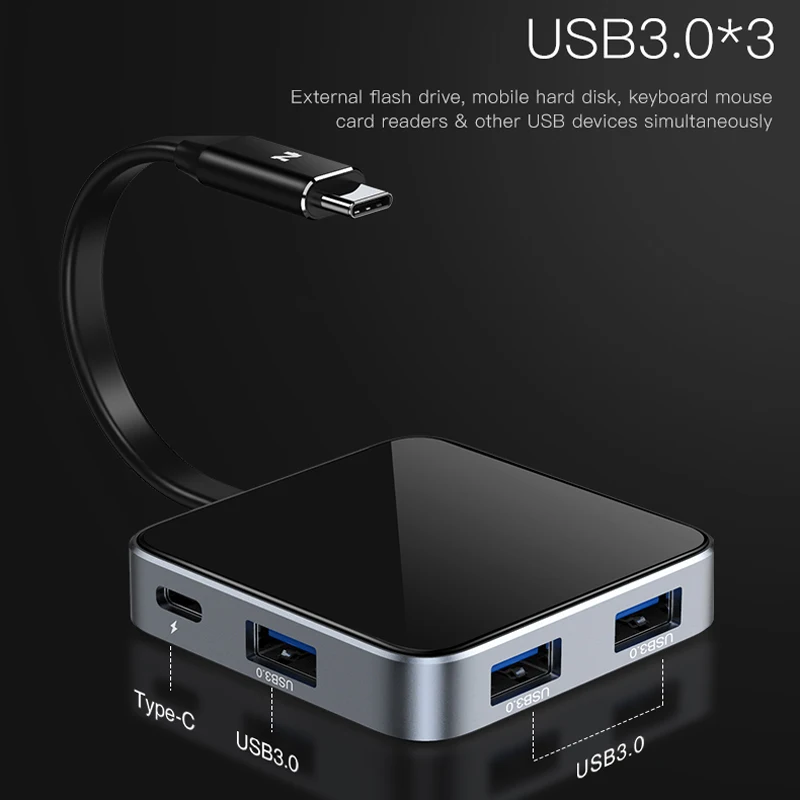  NOHON USB-C to HDMI Adapter 5 IN 1 USB 3.0 HUB Type C Converter PD Dock For MacBook Xiaomi Samsung 