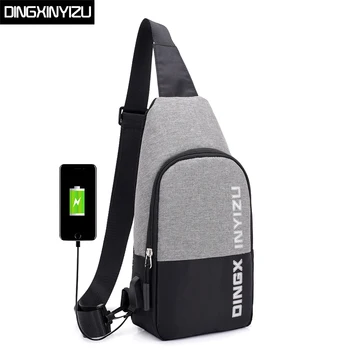 

DINGXINYIZU USB Charging Men Chest Pack Travel Crossbody Bag Casual Rucksack Chest Bag Sling Shoulder Bags Male Back Pack Bolsas