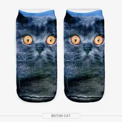 1 пара Горячие Стиль 3D с принтами животных Для женщин Повседневное носки Cat Укороченные носки унисекс ткань аксессуары хит продаж Горячая