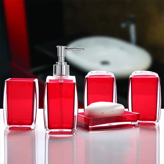 5Pcs/Set Acrylic Hotel Bathroom Toilet Accessories