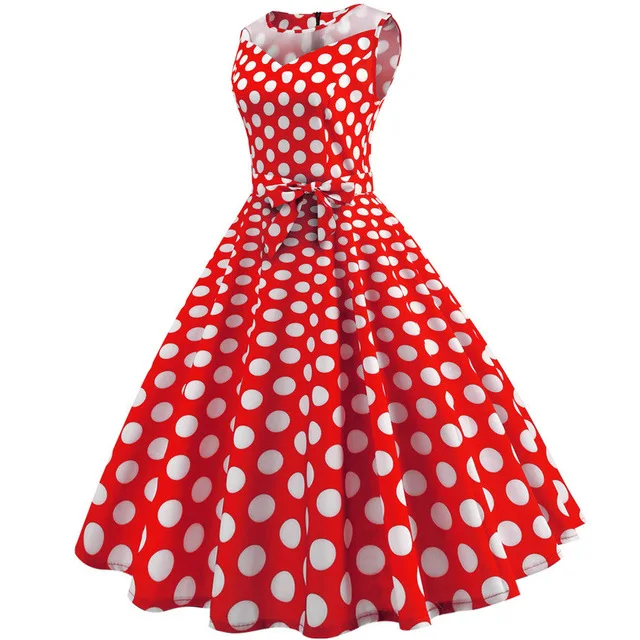 Plus Size Sprint Summer Vintage 50s Dresses Women Audrey Hepburn Polka ...