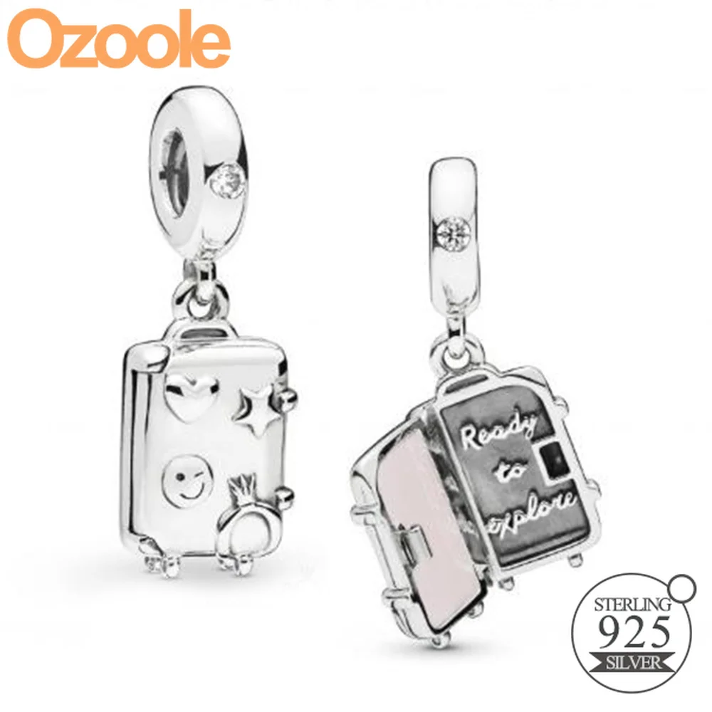 

2019 New Spring Authentic 925 Sterling Silver Suitcase Dangle Charms Fit European Bead Original Bracelets Jewelry Women DIY Gift