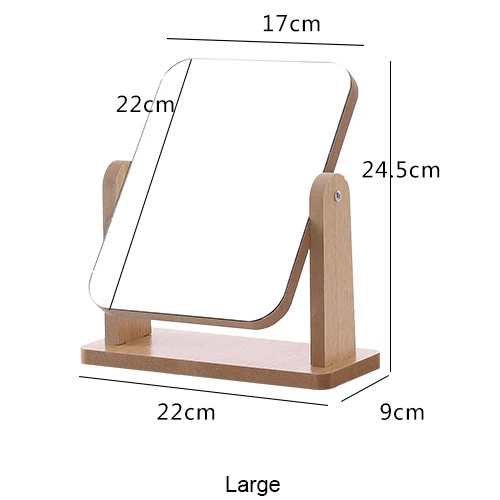 Дерево MDF портативное настольное зеркало, туалетное зеркало, вращающееся 360 настольное косметическое зеркало домашний декор - Color: Large