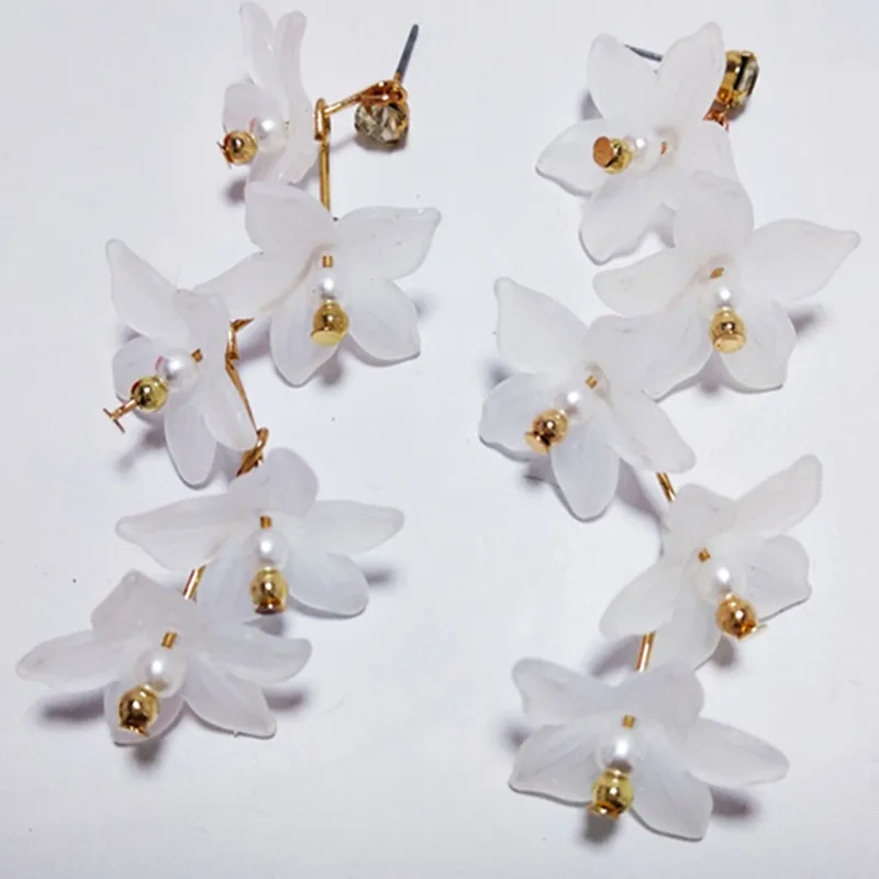 

New fashion personality eternal flower petal earrings pearl flower earrings drop earrings oorbellen pendientes mujer moda