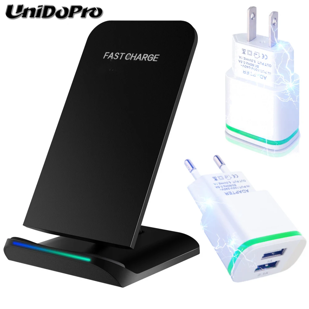 2 USB Port EU AC Wall Adapter + Qi Fast Charge Wireless