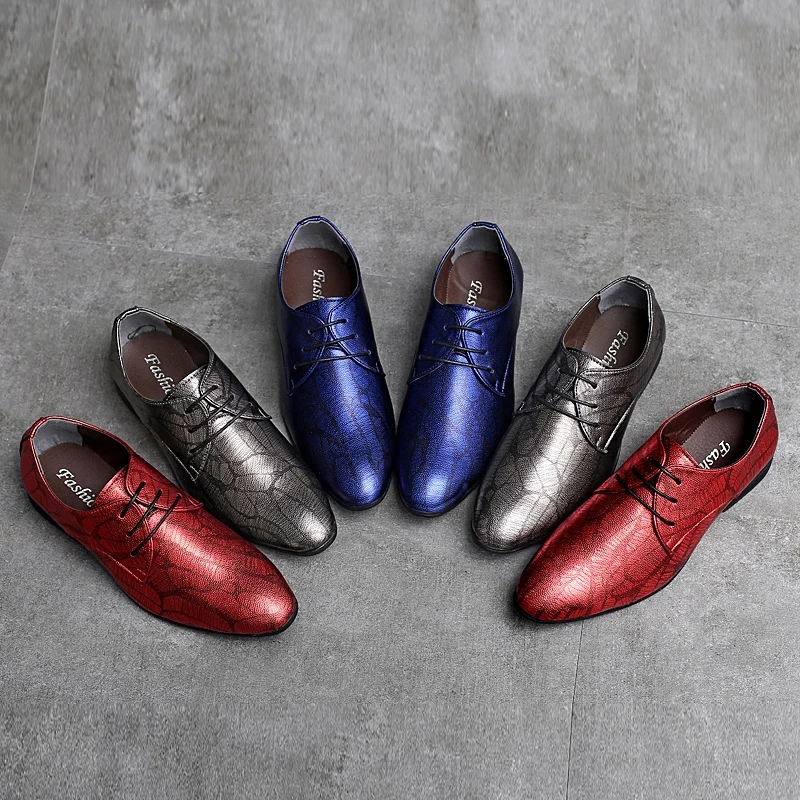 fashion snake skin men leather dress shoes cool designer evening party male footwear italian wedding brogue oxford shoes for men (63)