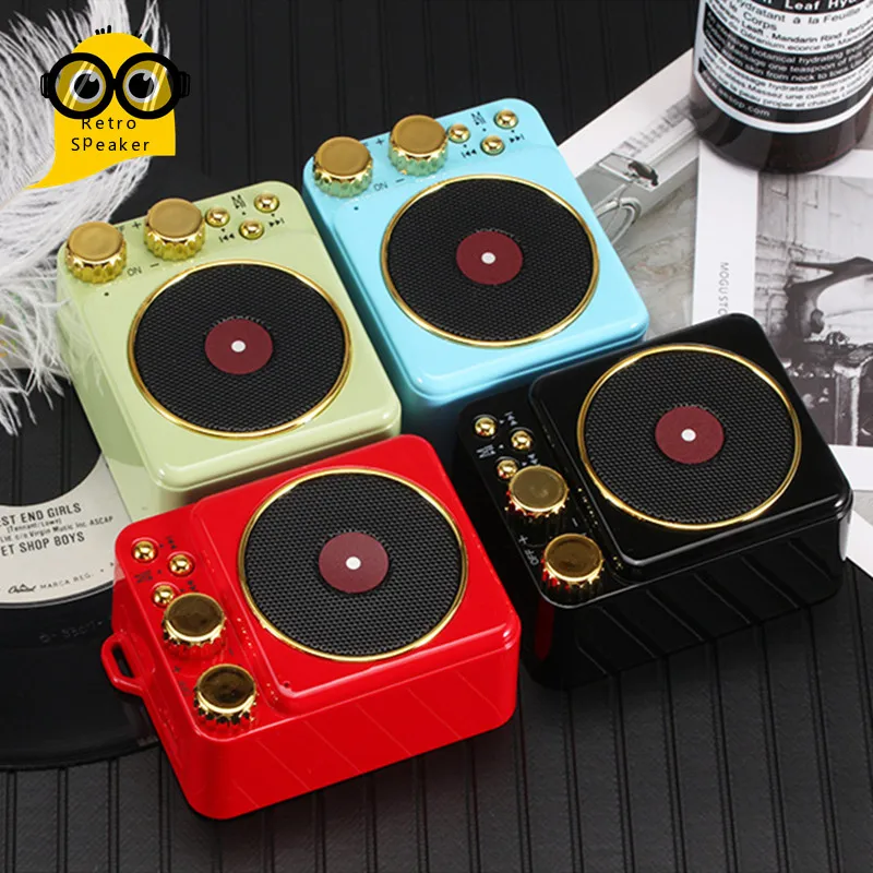 

The Best Gift Portable Retro Bluetooth Speaker Atomic Record Player Stereo Speaker Support TF Card For iPhone Xiaomi Mao king