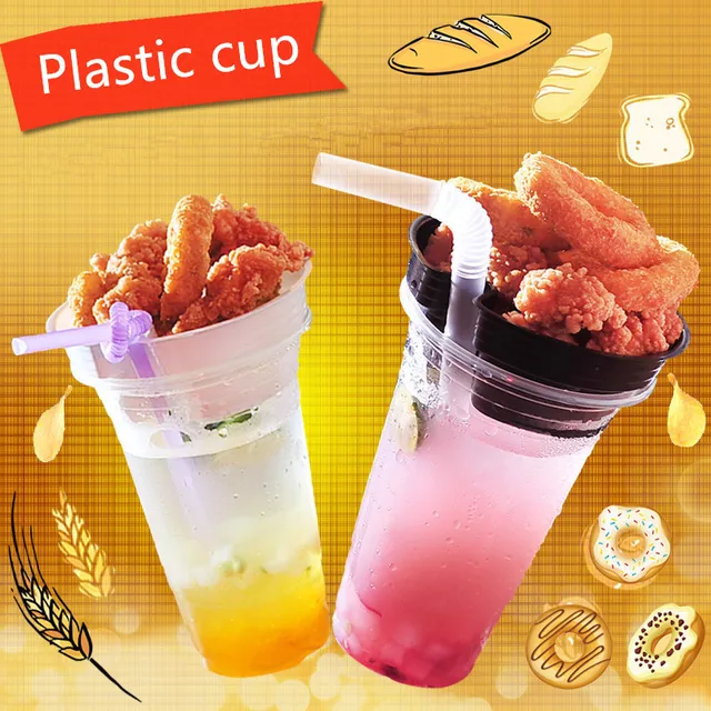 50pcs 95 caliber disposable milk tea plastic cup varies size