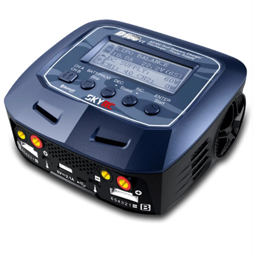 

SKYRC D100 V2 AC\DC dual output intelligent balance charger Use for Lipo Li-ion LiHV NiMH NiCd Battery Chinese\English version