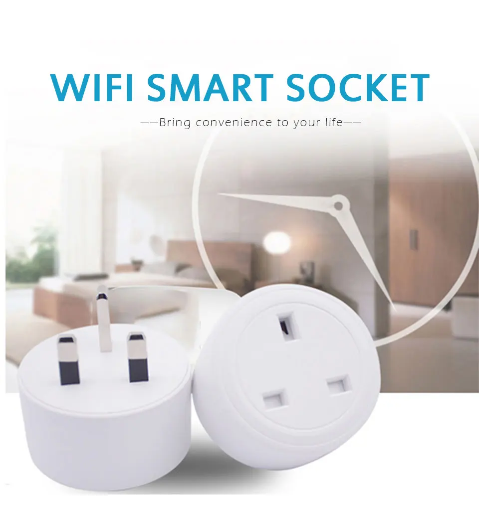 1 PC Smart WiFi Socket UK Plug Home Wireless Outlet Voice Intelligent Control APP  Remote Control Timer Alexa Echo Google HOME (1)