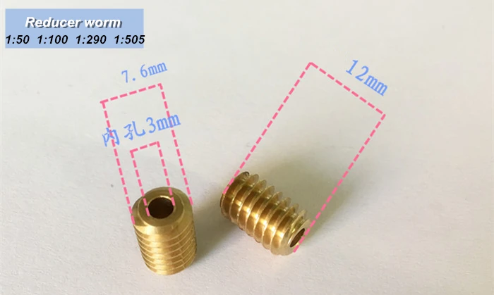 

A58 reducer worm,gear motor copper gear 1:50 1:100 1:290 1:505 A58-50 FOR 3mm