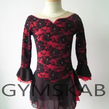 Новое Стильное платье для фигурного катания женское платье для катания на коньках с длинным рукавом розовый костюм для гимнастики 6383