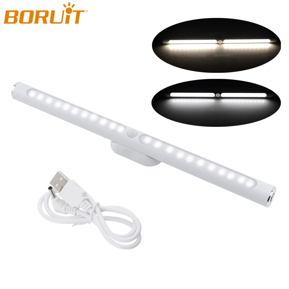 

BORUiT 30cm 22 LED Cabinet Light Motion Sensor Night Light Lamp USB Rechargeable Kitchen Bedroom Wireless Wardrobe Closet Lights