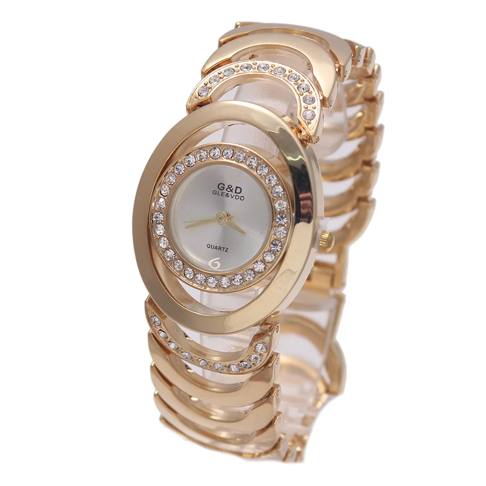 Relogio Feminino G& D Золотые женские кварцевые наручные часы Аналоговые из нержавеющей стали модные женские роскошные часы-браслет Reloj Mujer