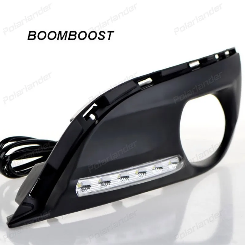 BOOMBOOST 2pcs Fog light 12V 6000k LED DRL Daytime running light f for P/eugeot 308 2011-2015 fog lamp frame