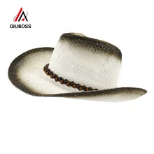 QIUBOSS черный спрей-цветная бумага соломенный джазовый ковбой Мужские Женские шапки унисекс Панама Boater Кепка широкий пляжный навес шляпа сомбреро Sunhat