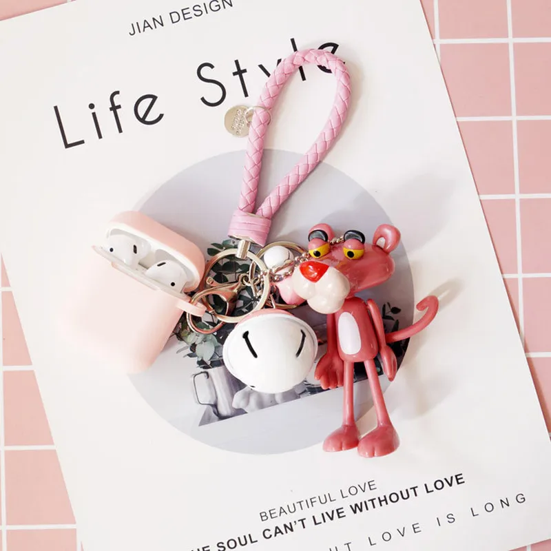 

Cartoon Pink Panth Earphone Case Bags for Air Pods I10 Headphone Cover for Apple Airpods I12 Keychain Protective Storage Cases