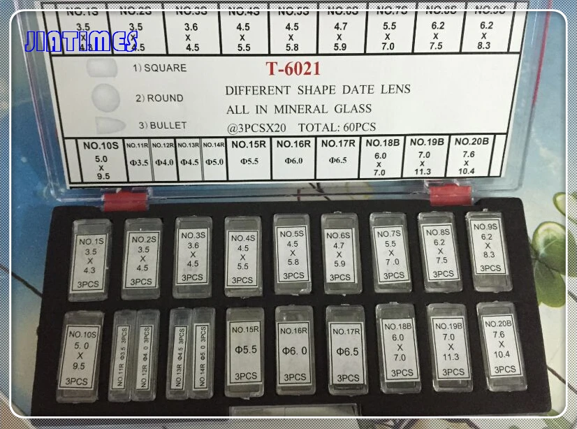 Conjunto de Forma Lente para Data Frete Grátis Diferente Mineral Bolha Lupa Data Janela Relógio Cristais Vidro 1