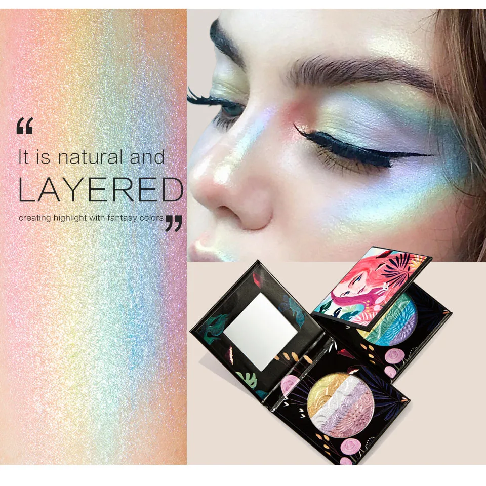 Huamianli Brand Rainbow Highlighter Contouring Makeup Natural Face