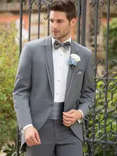 2017 Latest Coat Pant Designs Light Grey Wedding Suits for Men Slim Fit 2 Piece Tuxedo Custom Groom Blazer Style Suit Masculino