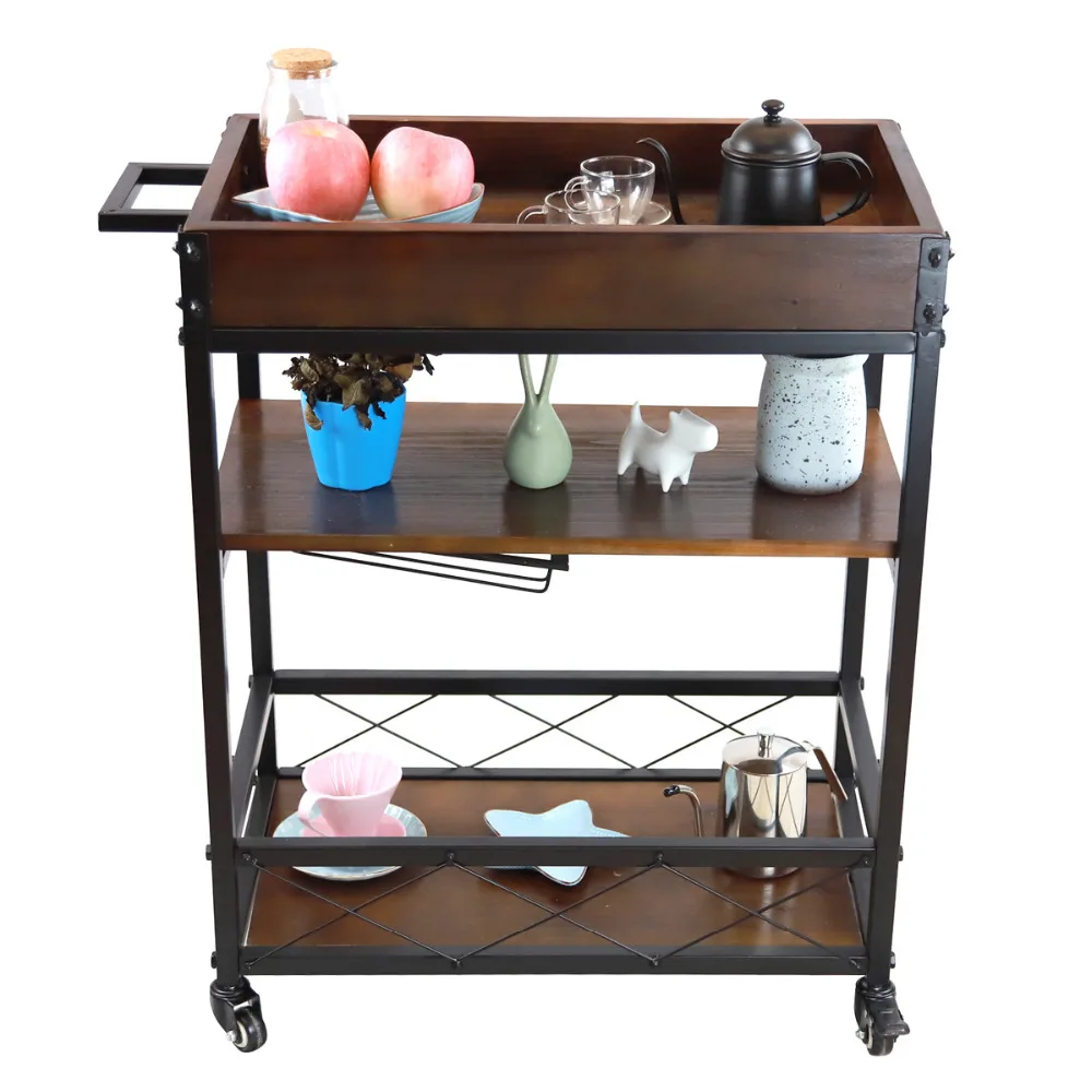 YONTREE Mini Bar Serving Cart Hotel Dining Car Kitchen