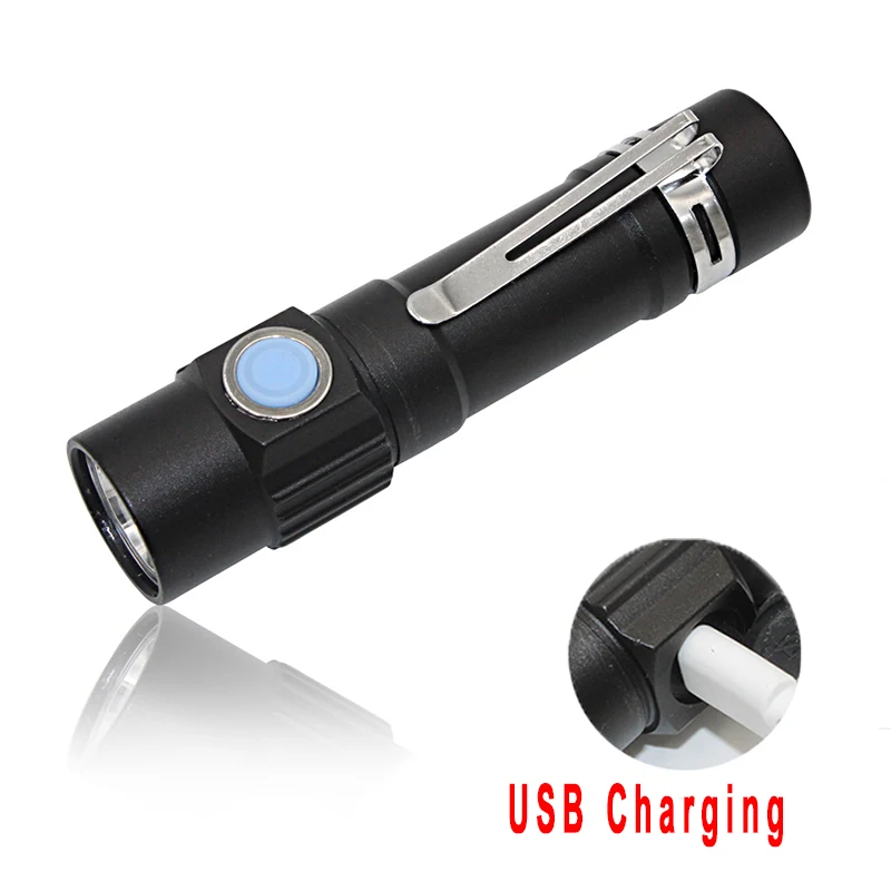 

Portable USB Rechargeable mini Flashlight Torch T6 LED 3 Modes Handy Light Lanterna Torch 18650 Battery for outdoor camping