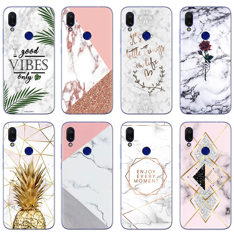 

Marble Geometry Pattern Silicone Cover For Xiaomi Redmi Note 7 Coque 6.3 inch Soft TPU Clear Fundas For Xiaomi Redmi Note 7 Case