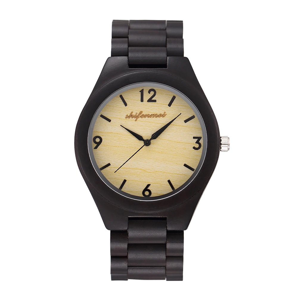 Creative Full Natural Wood Male Watches Handmade Novel Fashion Men Women Wooden Bangle Quartz Wrist Watch Reloj de madera drop shipping (7)