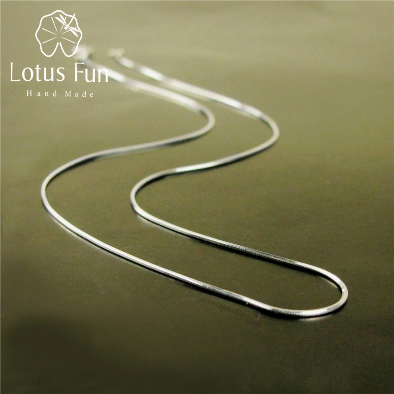 

Lotus Fun Real 925 Sterling Silver Handmade Fine Jewelry Fashion Glossy Snake Necklace Chain without Pendant for Women Collier