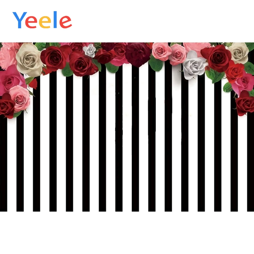 

Yeele Flowers Black And White Strip Pattern Poster Prop Scene Baby Photography Background Photographic Backdrop For Photo Studio