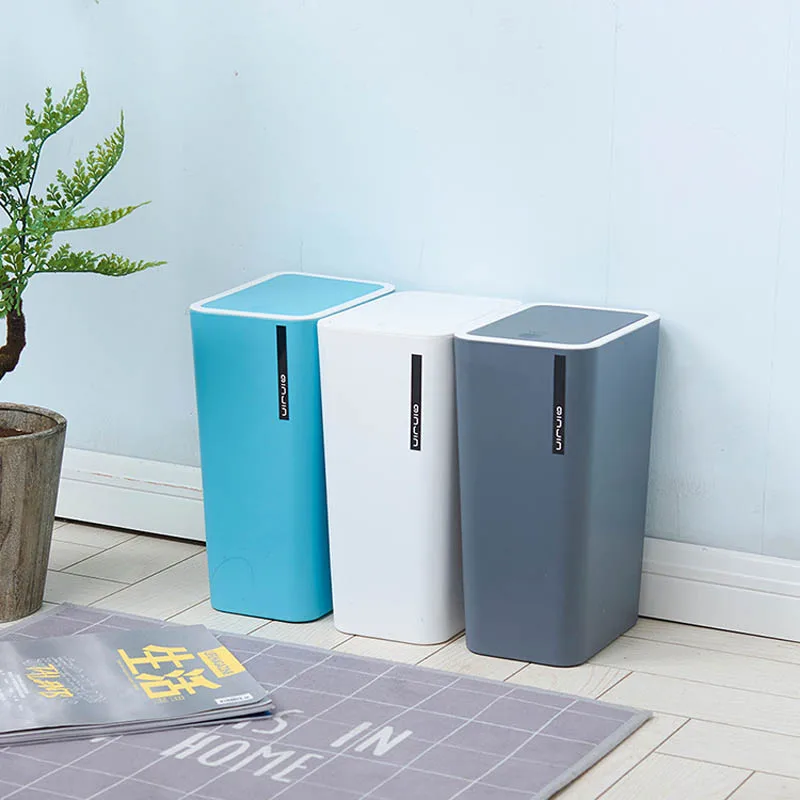 1 Pcs Creative Press Type Trash Can Bathroom Kitchen Living Room Office Garbage Dust Bin Storage